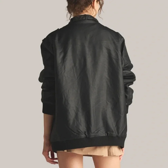 NWT Members Only Faux Leather Iconic Racer Oversized Jacket - Picture 2 of 9